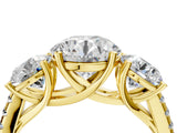 Yellow gold Three-Stone Fancy Pink Round Cut Diamond Ring with Pavé Band and Prong Setting_62