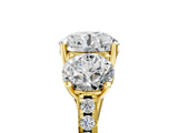 Yellow gold Three-Stone Fancy Pink Round Cut Diamond Ring with Pavé Band and Prong Setting_63