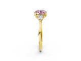 Yellow gold Three-Stone Fancy Pink Round  Cut Diamond Ring with Pear Side Stones in Four-Prong Setting_2