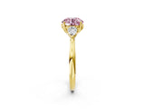 Yellow gold Three-Stone Fancy Pink Round Cut Diamond Ring with Pear  Side Stones in Four-Prong Setting_38