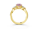 Yellow gold Three-Stone Fancy Pink Round Cut Diamond Ring with Pear  Side Stones in Four-Prong Setting_39