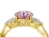 Yellow gold Three-Stone Fancy Pink Round Cut Diamond Ring with Pear  Side Stones in Four-Prong Setting_40