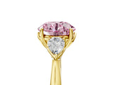 Yellow gold Three-Stone Fancy Pink Round Cut Diamond Ring with Pear  Side Stones in Four-Prong Setting_41