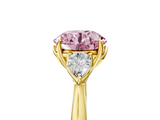 Yellow gold Three-Stone Fancy Pink Round  Cut Diamond Ring with Pear Side Stones in Four-Prong Setting_5