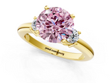 Yellow gold Three-Stone Fancy Pink Round  Cut Diamond Solitaire with Prong Setting and Classic Band_1