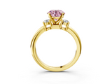 Yellow gold Three-Stone Fancy Pink Round  Cut Diamond Solitaire with Prong Setting and Classic Band_3
