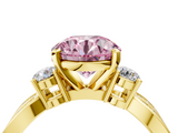 Yellow gold Three-Stone Fancy Pink Round  Cut Diamond Twist Band with Prong Setting_4