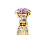 Yellow gold Three-Stone Fancy Pink Round  Cut Diamond Twist Band with Prong Setting_5