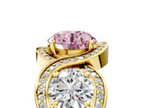 Yellow gold Three-Stone Fancy Pink Round Cut Diamond Wave Pave Band with Prong Setting_5