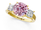 Yellow gold Three-Stone Fancy Pink Round  Cut Solitaire Ring with Prong Setting_4