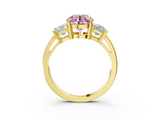 Yellow gold Three-Stone Fancy Pink Round  Cut Solitaire Ring with Prong Setting_6