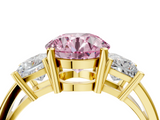 Yellow gold Three-Stone Fancy Pink Round  Cut Solitaire Ring with Prong Setting_7
