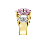 Yellow gold Three-Stone Fancy Pink Round  Cut Solitaire Ring with Prong Setting_8