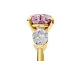 Yellow gold Three-Stone Fancy Pink Round  Diamond Ring with Pear Side Stones in Four-Prong Setting_5