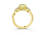 Yellow gold Three-Stone Fancy Yellow Asscher Cut Brilliant Diamond Solitaire Ring with Tapered Band and Four-Prong Setting_9