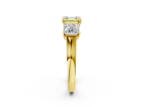 Yellow gold Three-Stone Fancy Yellow Asscher Cut Brilliant Diamond Trellis Ring with Comfort Fit Band_2