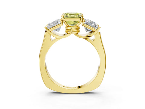 Yellow gold Three-Stone Fancy Yellow Asscher Cut Brilliant Diamond Trellis Ring with Comfort Fit Band_3