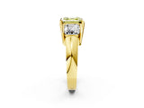 Yellow gold Three Stone Fancy Yellow Asscher Cut Cut Channel Set Diamond Ring_2