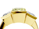 Yellow gold Three Stone Fancy Yellow Asscher Cut Cut Channel Set Diamond Ring_4