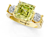 Yellow gold Three-Stone Fancy Yellow Asscher Cut Cut Classic Band Prong Setting Ring_1