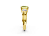 Yellow gold Three-Stone Fancy Yellow Asscher Cut Cut Classic Band Prong Setting Ring_2