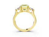 Yellow gold Three-Stone Fancy Yellow Asscher Cut Cut Classic Band Prong Setting Ring_3