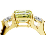 Yellow gold Three-Stone Fancy Yellow Asscher Cut Cut Classic Band Prong Setting Ring_4