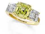 Yellow gold Three-Stone Fancy Yellow Asscher Cut Cut Diamond Engagement Ring with Flat Band and Four-Prong Setting_13