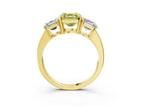 Yellow gold Three-Stone Fancy Yellow Asscher Cut Cut Diamond Engagement Ring with Flat Band and Four-Prong Setting_15