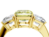 Yellow gold Three-Stone Fancy Yellow Asscher Cut Cut Diamond Engagement Ring with Flat Band and Four-Prong Setting_16