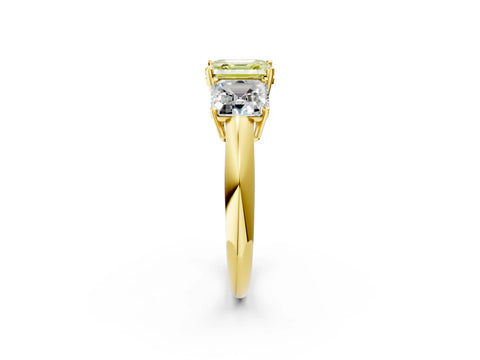 Yellow gold Three-Stone Fancy Yellow Asscher Cut Cut Diamond Engagement Ring with Prong Setting on a White Gold Band_26