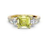 Yellow gold Three-Stone Fancy Yellow Asscher Cut Cut Diamond Pavé Band with Prong Setting_15