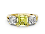 Yellow gold Three-Stone Fancy Yellow Asscher Cut Cut Diamond Ring with Channel Set Band and Four-Prong Setting_24