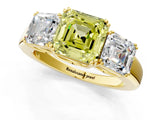 Yellow gold Three-Stone Fancy Yellow Asscher Cut Cut Diamond Ring with Channel Set Band and Four-Prong Setting_25