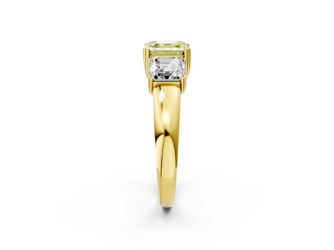 Yellow gold Three-Stone Fancy Yellow Asscher Cut Cut Diamond Ring with Channel Set Band and Four-Prong Setting_2
