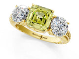 Yellow gold Three-Stone Fancy Yellow Asscher Cut Cut Diamond Ring with Channel-Set Band and Prong Setting_13