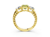 Yellow gold Three-Stone Fancy Yellow Asscher Cut Cut Diamond Ring with Channel-Set Band and Prong Setting_15
