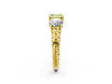 Yellow gold Three-Stone Fancy Yellow Asscher Cut Cut Diamond Ring with Channel-Set Band and Prong Setting_2