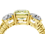 Yellow gold Three-Stone Fancy Yellow Asscher Cut Cut Diamond Ring with Channel-Set Band and Prong Setting_4