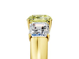 Yellow gold Three-Stone Fancy Yellow Asscher Cut Cut Diamond Ring with Prong Setting and Classic Band_5