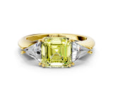 Yellow gold Three-Stone Fancy Yellow Asscher Cut Cut Diamond Ring with Trillion Side Stones and Four-Prong Setting_3