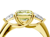 Yellow gold Three-Stone Fancy Yellow Asscher Cut Cut Diamond Ring with Trillion Side Stones and Four-Prong Setting_7