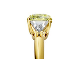 Yellow gold Three-Stone Fancy Yellow Asscher Cut Cut Diamond Ring with Trillion Side Stones and Four-Prong Setting_8