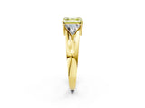 Yellow gold Three-Stone Fancy Yellow Asscher Cut Cut Diamond Ring with Trillion Side Stones on a Split Shank Band_2