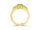 Yellow gold Three-Stone Fancy Yellow Asscher Cut Cut Diamond Ring with Trillion Side Stones on a Split Shank Band_3