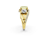 Yellow gold Three-Stone Fancy Yellow Asscher Cut Cut Diamond Split Shank Prong Set Ring_2