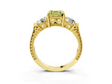 Yellow gold Three-Stone Fancy Yellow Asscher Cut Cut Milgrain Band Prong Setting Ring_3