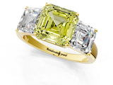 Yellow gold Three-Stone Fancy Yellow Asscher Cut Cut Solitaire Ring with Classic Prong Setting_1