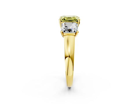 Yellow gold Three-Stone Fancy Yellow Asscher Cut Cut Solitaire Ring with Classic Prong Setting_2