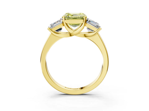 Yellow gold Three-Stone Fancy Yellow Asscher Cut Cut Solitaire Ring with Classic Prong Setting_3